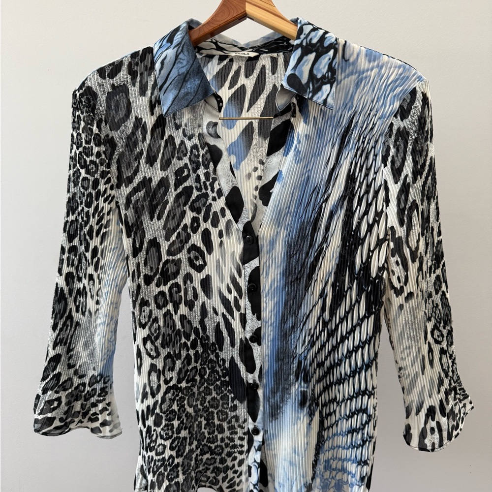 NICOLA Blue and Black Abstract Shirt